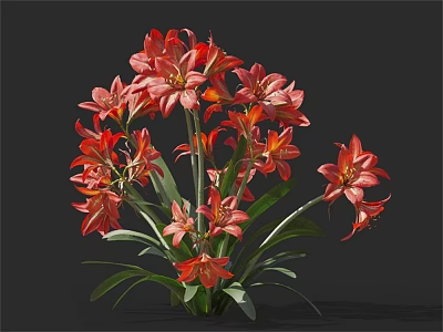 Vibrant Red Flowers With Fresh Green Leaves In Floral Arrangement 3d model