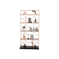 Elegant Modern Open Design Metal Shelving Unit With Decorative Art And Books