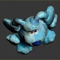 Cute Blue Plush Dog Doll With Big Ears Blue Nose And Red Mouth
