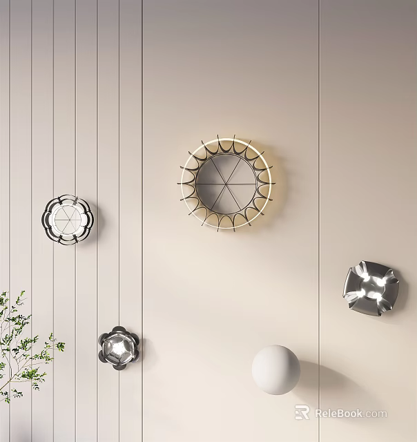 Elegant Modern Wall Lamps With Geometric Shapes And Soft Lighting Design 3d model 