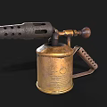 Vintage Brass Gas Blowtorch Hardware Tool With Metal Handle And Cylinder Design