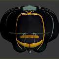 Game Movie Character With Blue Skin Orange Hair Green Headpiece Black Hood And Golden Details