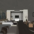 Hotel Guest Room Interior With Mountain Landscape Painting Double Bed Warm Lighting And Wooden Elements