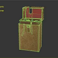 Vintage Headphone Speaker Portable Canvas Case With Open Lid And Red Interior Lining