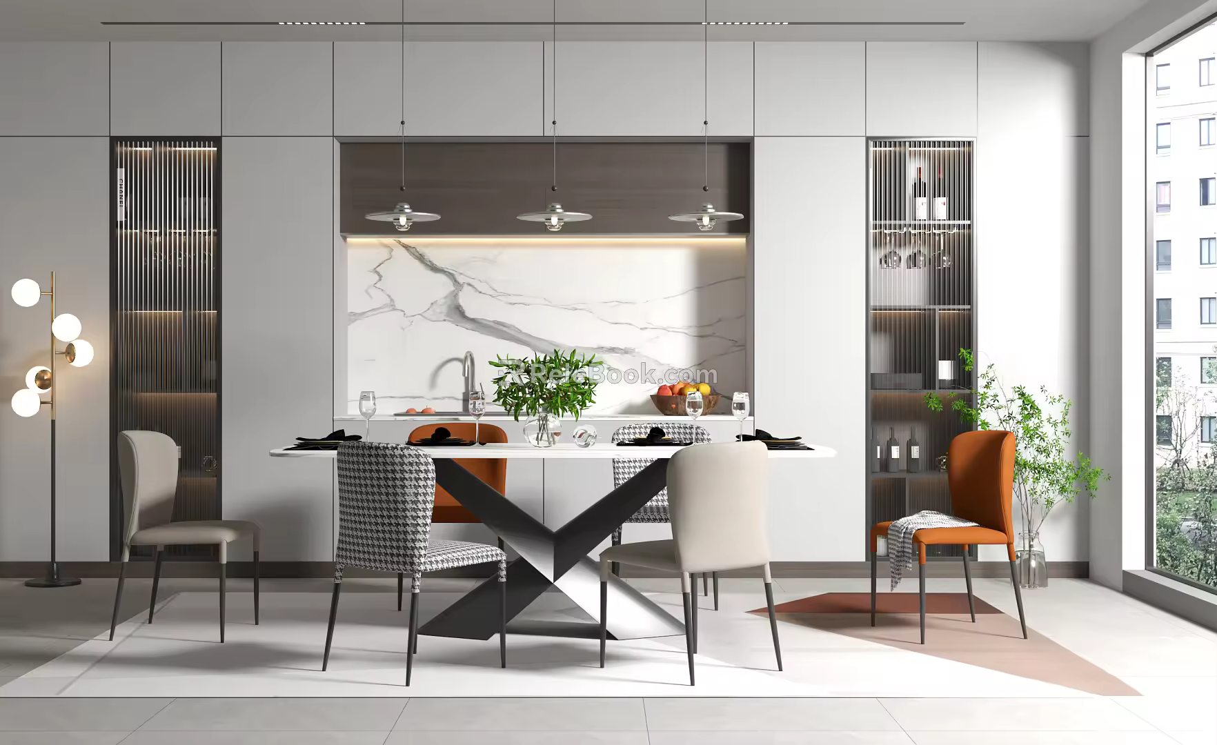 Modern Dining Table and Chair Combination Home 3d model