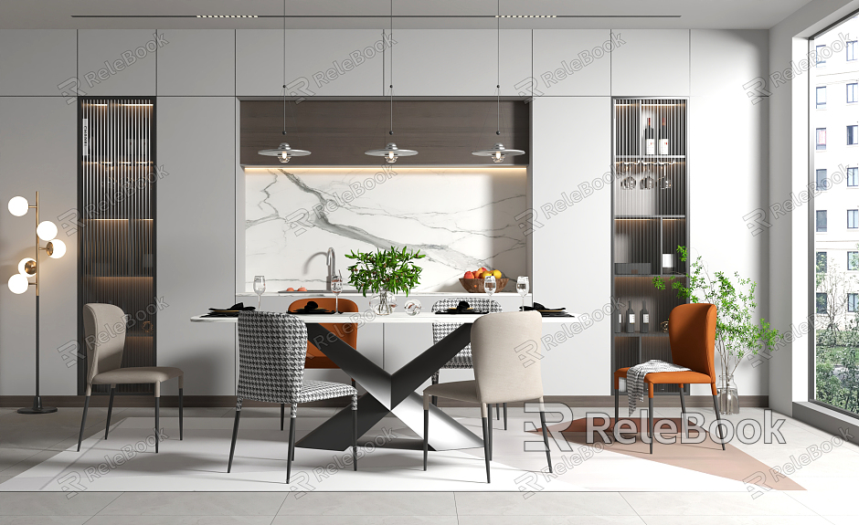 Modern Dining Table and Chair Combination Home model