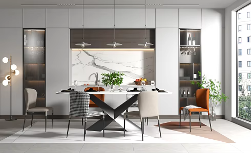 Modern Dining Table and Chair Combination Home 3d model