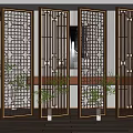 Modern Wooden Room Divider With Geometric Hollow Design For Interior Space Separation