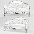 Luxury European Style Sofa With Golden Carved Legs And Soft Pastel Pillows