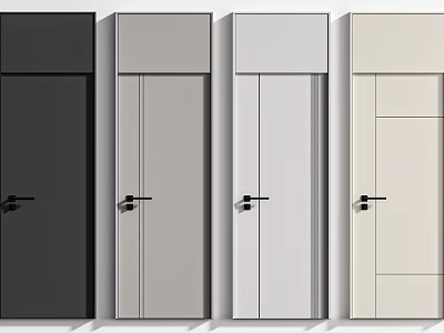 Modern Interior Hinged Doors in Black Grey White and Light Color Variations 3d model