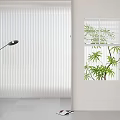 White Window Blinds in Modern Bright Room with Large Windows Green Plants and Natural Light