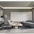 Modern living room curved sofa combination 3d model