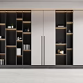 Modern Bookcase With Built in Lighting and Various Compartments for Books and Decor Items