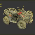 Black And Red Off Road ATV Quad Bike Featuring Large Tires Front Bumper Rear Rack