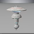 Futuristic Multi Layer Equipment Structure With Spiral Tower Disk Top And Antennas 3d model