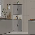 White Kitchen Cabinets In Modern Interior With Sink Cutting Board And Glass Jars