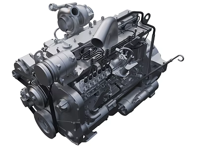 Heavy Duty Industrial Equipment Engine With Mechanical Components And Metal Structure 3d model