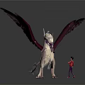 Giant Winged Mythical Creature With Rider On Back And Standing Character 3d model