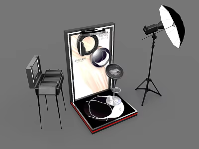 Modern Vanity Table With Mirror And Studio Light In Display Setup 3d model