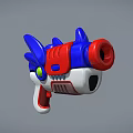 Dinosaur Shaped Toy Gun With Blue Red White Colors And Green Eye Design