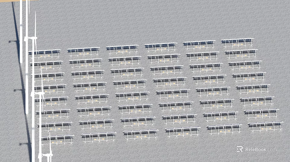 Neatly Arranged Household Appliances On White Shelves In Storage Facility 3d model 