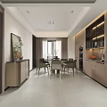 Modern Living Dining Room Interior With Comfortable Sofa Area Rug Floor Lamp Artwork And Plant