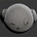 White Robot Character With Green Eyes And Scratched Body Design