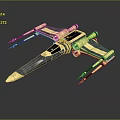 Futuristic Spaceship Featuring Sleek Metallic Design Wing Structure Sharp Nose And Engine Details Dark Surface