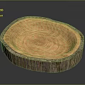 Handmade Natural Wooden Plate From Log Slice With Tree Ring Texture And Bark Edge