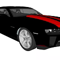 Black Two Door Sports Car With Red Stripes And Sleek Exterior Design