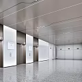 Modern Elevator Lobby Interior With Linear Ceiling Recessed Lighting Elevator Doors And Polished Floor 3d model