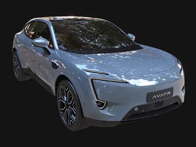AVATR Silver Modern Electric Car With Sleek Body Front Light And Wheel Design 3d model