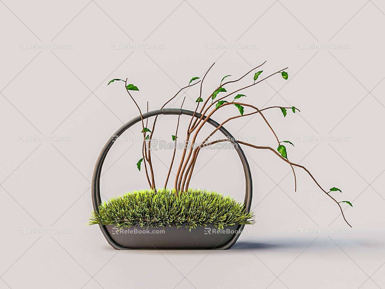 Flower basket bonsai ornaments model