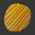 Golden Yellow Ridged Potato Chip With Visible Salt Crystals On Surface Against Dark Background