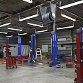 Modern Professional Car Repair Garage With Functional Lifts And Tools