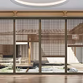 Japanese Style Bamboo Blinds For Large Windows With Courtyard View And Natural Light