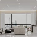 Modern Living Dining Room Interior Design With TV Wall Sofa Dining Table And Decorative Shelves