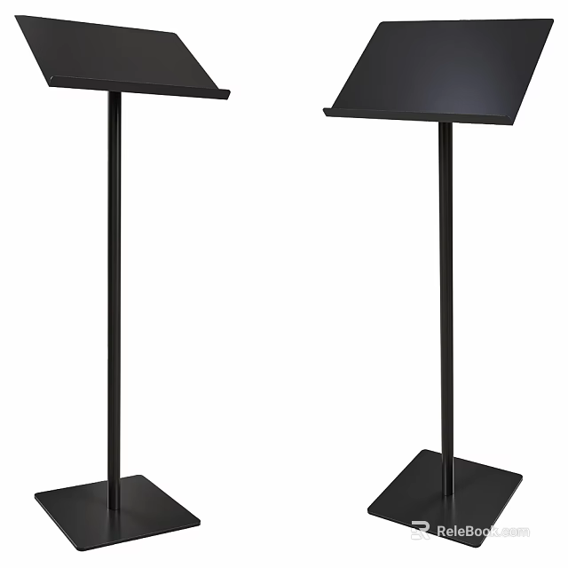 Two Black Stands With Flat Tops Vertical Poles And Square Bases For 3d model