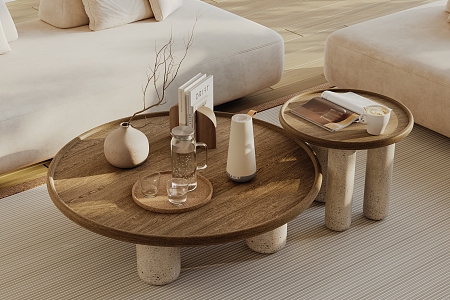 Quiet Tea Table Decorative Ornaments Wooden Tea Table 3d model