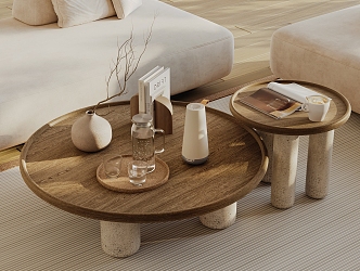 Quiet Tea Table Decorative Ornaments Wooden Tea Table 3d model