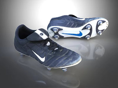 Nike Soccer Cleats in Navy Blue and White with Classic Design and Cleated Soles 3d model