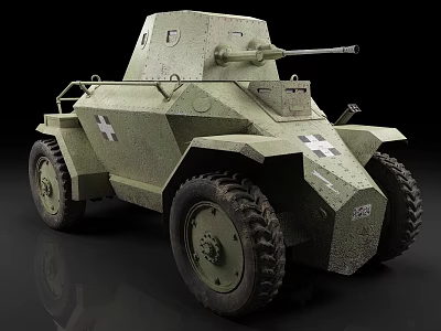 Military Armored Tank In Green With Cross Markings And Cannon 3d model