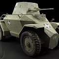 Military Armored Tank In Green With Cross Markings And Cannon