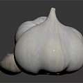 Fresh Garlic Displaying Two Whole Bulbs And One Sliced Clove On Reflective Surface