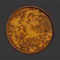 Rusty Banded Oil Drum With Peeling Paint And Rust On Dark Reflective Surface 3d model