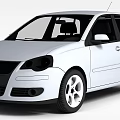 White Modern Hatchback Car With Black Grille Headlights And Silver Wheels 3d model