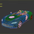 Green Modern Convertible Sports Car With Open Top And White Circular Accents
