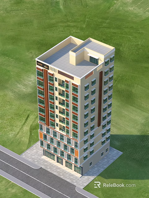 Aerial Planning of Modern High Rise Residential Building With Green Surroundings 3d model 