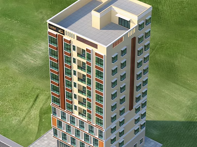 Aerial Planning of Modern High Rise Residential Building With Green Surroundings 3d model