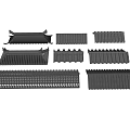 Traditional Roof Construction Components In Gray With Various Designs And Shapes